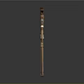 Intricate Golden Sword Sculpture With Ornate Carvings And Gemstone Accents