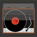 Vintage Record Player with Wooden Base Silver Case Transparent Cover and Black Turntable