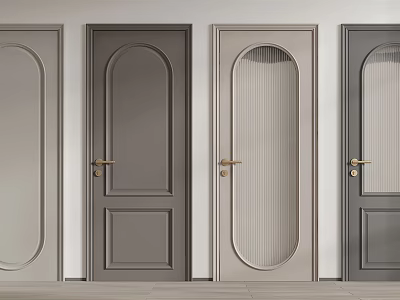 Modern Swing Doors With Various Designs Color Options Glass Panels And Golden Handles 3d model