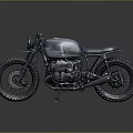 Vintage Custom Motorcycle With Gray Black Body And Leather Seat
