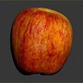 Fresh Juicy Red and Yellow Striped Apple on Smooth Gray Background Surface
