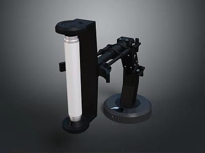 Game Movie Character With Black Mechanical Robotic Arm And White Cylindrical Component Design 3d model