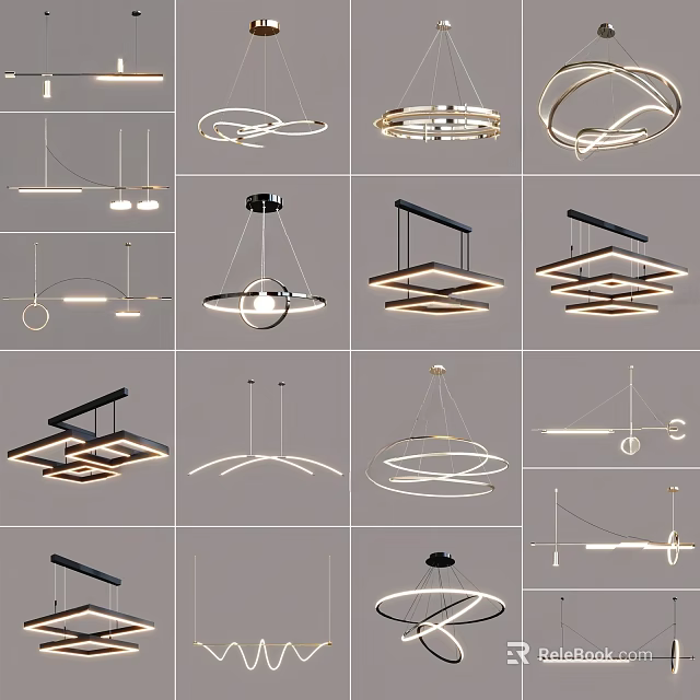 Contemporary Pendant Lights With Diverse Shapes And Modern Designs For Home Lighting 3d model 