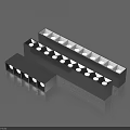 Black Linear LED Downlights And Spotlights With Multiple White Bulbs In Various Lengths 3d model