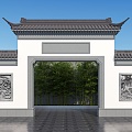 Chinese-style Gate Chinese-style Gate Head New Chinese-style Ancient Architecture Soviet-style Garden Gate Head 3d model