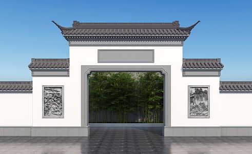 Chinese-style Gate Chinese-style Gate Head New Chinese-style Ancient Architecture Soviet-style Garden Gate Head 3d model