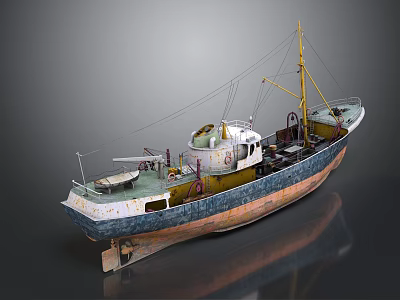 Vintage Ship 3D Model With Rusty Hull And Details 3d model
