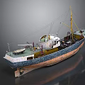 Vintage Ship 3D Model With Rusty Hull And Details 3d model