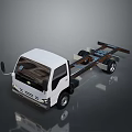 White Truck Chassis 3D Rendered with Detailed Frame and Wheels