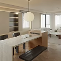 Modern Living And Dining Room Interior Design With Dining Table Sofa Pendant Light And Fireplace