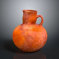 Artisan Crafted Orange Clay Sculpture Jar With Textured Surface And Handle