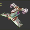 Futuristic Sci Fi Spaceship With Red White Design Dual Engines Wings And Cockpit