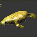Glossy Yellow Manatee 3D Render With Shiny Surface And Gray Background 3d model