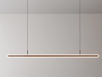 Modern Long Linear Pendant Light With Natural Wood Finish And LED Illumination 3d model