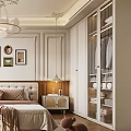 Elegant Bedroom Interior Design With Comfortable Bed Chandelier Nightstands Soft Rug And Decorative Paintings