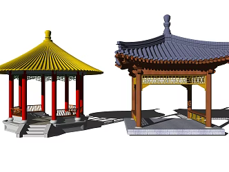 Chinese style pavilion combination pavilion 3d model