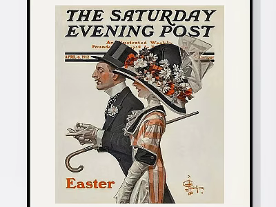 Easter Themed Character Painting from The Saturday Evening Post with Elegantly Dressed Couple 3d model