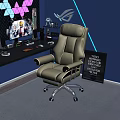 Comfortable Gray Gaming Armchair With RGB Lighting And Computer Setup