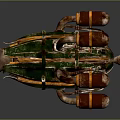Unique Green Weapon With Brown Ammunition Cartridges And Mechanical Parts 3d model