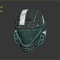Futuristic Gray Helmet With White Stripe Transparent Visor And Design Elements 3d model