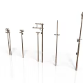 Different Metal Poles Featuring Various Structural Designs And Industrial Applications 3d model