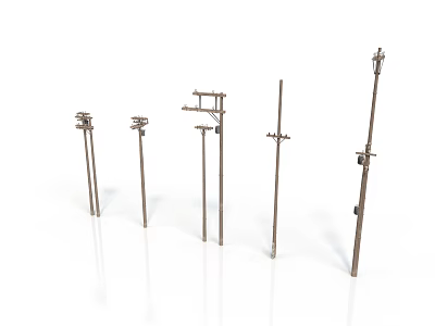Different Metal Poles Featuring Various Structural Designs And Industrial Applications 3d model