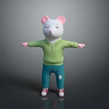 Mouse Character In Green Hoodie Blue Pants Ripped Detail And Red Shoes With Outstretched Arms