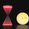 Creative Hourglass Shaped Red Lamp And Round Yellow Lamp With Chinese Style Design Elements