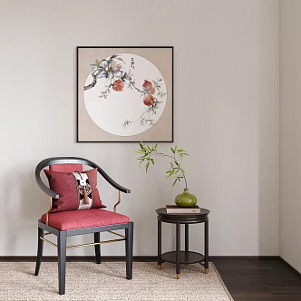 New Chinese Dining Chair New Chinese Leisure Chair New Chinese Side Canyon New Chinese Decorative Painting Vase Flower Art 3d model