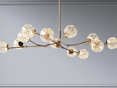 Modern Elegant Chandelier With Golden Branch Frame And Transparent Crystal Ball Shades 3d model