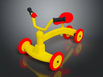 Colorful Children's Tricycle With Yellow Frame Red Seat And Black Handles 3d model