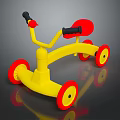 Colorful Children's Tricycle With Yellow Frame Red Seat And Black Handles