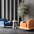 Modern Casual Sofa Combination Single Person Sofa Casual Sofa Reading Sofa Lazy Sofa Chair Coffee Table Side Table Plant Flower Pot 3d model