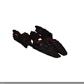 Red and Black Sci Fi Spaceship with Multiple Structural Sections and Large Interstellar Battleship Design