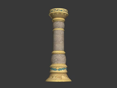Decorative Column With Intricate Carved Patterns Golden Base And Ornate Top Design 3d model