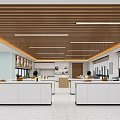 Spacious School Canteen With Bright Interior Round Dining Table And Stools