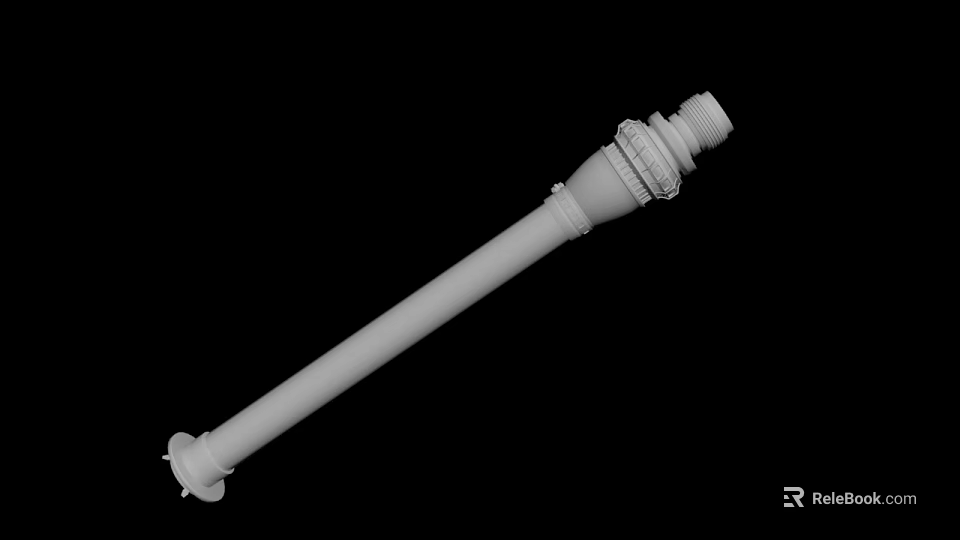 Detailed White Cylindrical Mechanical Rod With Connection Ends And Industrial Structure 3d model 