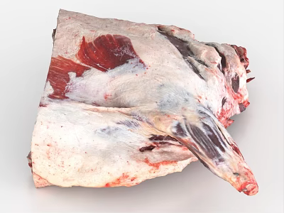 Raw Meat Cut With Bone Marbled Fat And Fresh Muscle Texture 3d model
