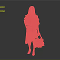 Woman Wearing Green Ruffled Top White Lace Skirt Holding Blue Floral Handbag on Grey Background