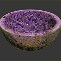Unique Decorative Bowl With Purple Crystal Fragments And Cracked Exterior Texture