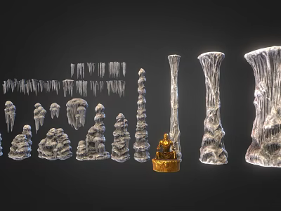 Handcrafted Stone And Wood Decorative Sculptures With Various Natural Shapes And Textures 3d model