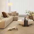Modern Living Room Interior Design With Beige Sofa Coffee Table Floor Lamp And Decorative Artwork