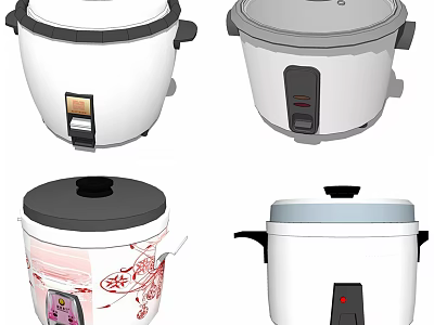 Various Styles of Kitchenware Rice Cookers with Diverse Designs and Colors 3d model
