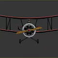 Vintage Biplane Passenger Plane Model With Green Fuselage Red Blue Striped Wings And Propeller