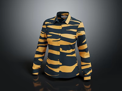 Modern Shirt Long Sleeve Shirt Flower Shirt 3d model