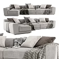 Comfortable Sectional Sofa With Multiple Plush Pillows And Soft Blankets Modern Design 3d model