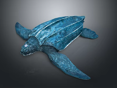 Blue Sea Turtle With Shiny Shell Detailed Flippers And Smooth Texture 3d model