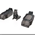 Industrial Mechanical Components In Grey Black With Structured Surfaces And Interfaces