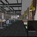 Modern Restaurant Interior Design With Pendant Lights Dining Tables And Decorative Plants