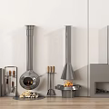 Modern Metal Fireplaces With Various Styles Fire Tools And Wood Logs